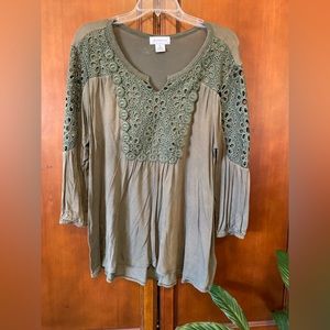 Olive high-low tunic